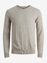 Jack & Jones Beige gestromter Herren-Basic-Pullover Jack & Jones Emil