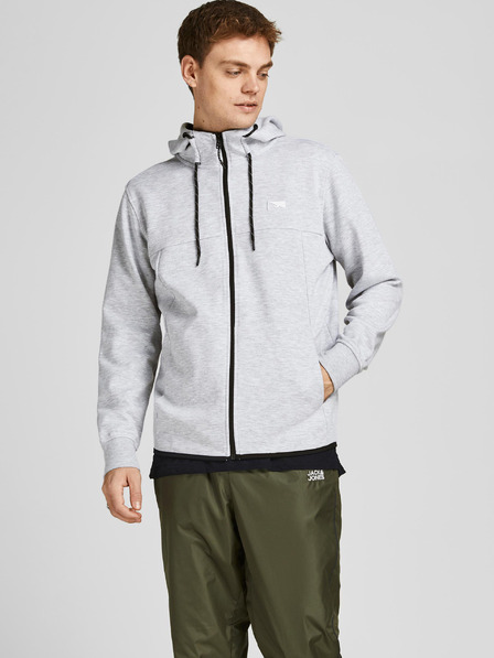 Jack & Jones Hellgrauer Jack & Jones Air Kapuzenpullover für Herren mit Reißverschluss