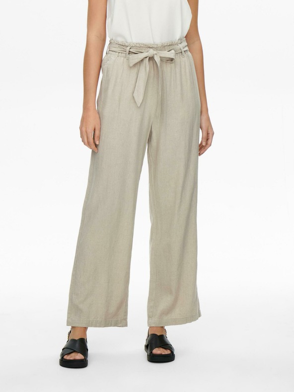 Jacqueline de Yong JDY Say Beige Weite Leinenhosen für Damen