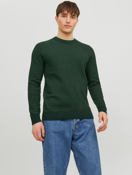 Jack & Jones Dunkelgrüner Herren Jack & Jones Atlas gemusterter Pullover