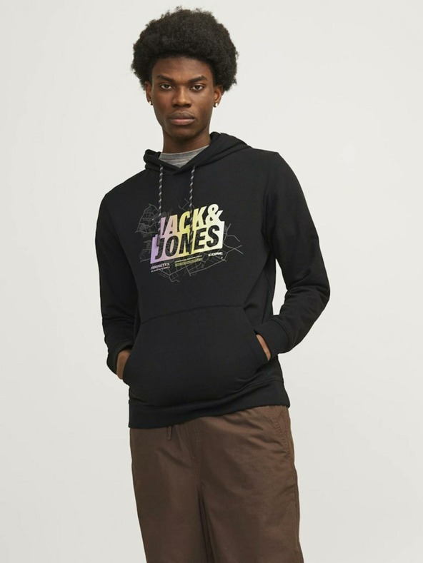 Jack & Jones Schwarzer Herren-Kapuzenpullover Jack & Jones Map