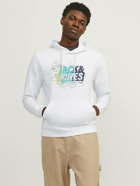 Jack & Jones Weißer Herren-Kapuzenpullover Jack & Jones Map