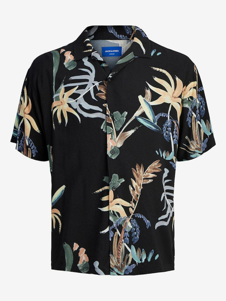 Jack & Jones Schwarzes gemustertes Herren-Kurzarmhemd Jack & Jones Luke