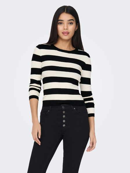 Jacqueline de Yong JDY Pflaume Creme und Schwarz Damen gestreifter Pullover