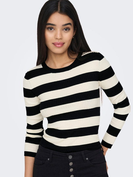 Jacqueline de Yong JDY Pflaume Creme und Schwarz Damen gestreifter Pullover