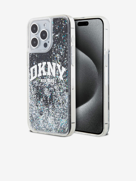 DKNY Liquid Glitter Arch Logo Back Cover für iPhone 13 Pro Max Schwarz DKNY