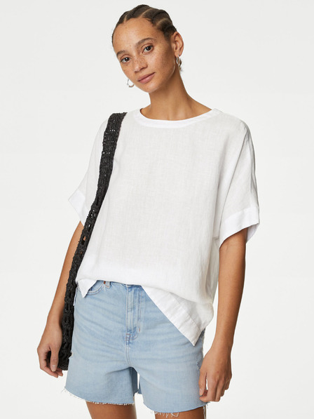 Marks & Spencer Weiße Damen-Leinenbluse Marks & Spencer