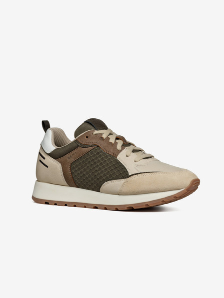 Geox Grüne und cremefarbene Herren Geox Partenio Turnschuhe