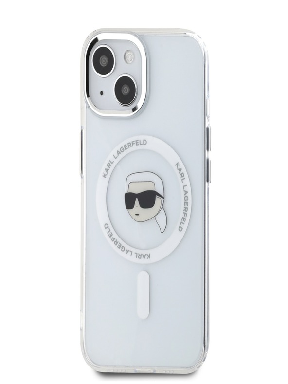 Karl Lagerfeld Karl Lagerfeld IML Karl Head Metallrahmen MagSafe Back Cover für iPhone 15 Transparent