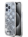 Karl Lagerfeld Liquid Glitter Monogram Gradient Back Cover für iPhone 15 Pro Max Weiß Karl Lagerfeld