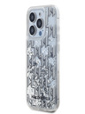 Karl Lagerfeld Liquid Glitter Monogram Gradient Back Cover für iPhone 15 Pro Max Weiß Karl Lagerfeld