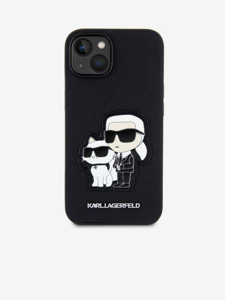 Karl Lagerfeld Karl Lagerfeld PU Saffiano Karl und Choupette NFT Back Cover für iPhone 13 Schwarz