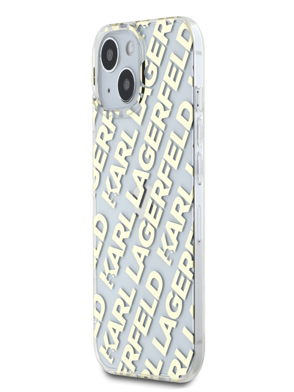 Karl Lagerfeld Karl Lagerfeld IML Electroplated Repeated Logo Back Cover für iPhone 15 Gold