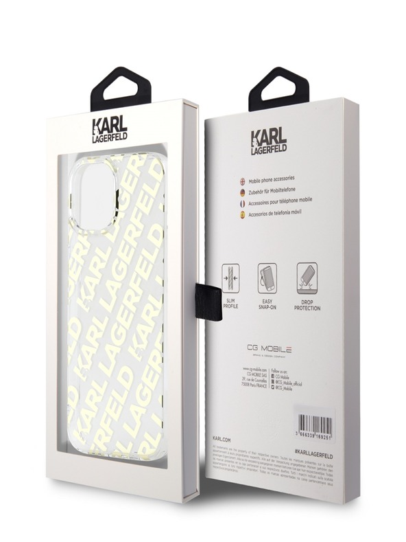Karl Lagerfeld Karl Lagerfeld IML Electroplated Repeated Logo Back Cover für iPhone 15 Gold