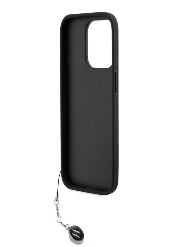Karl Lagerfeld Karl Lagerfeld PU Saffiano Strass Charm Back Cover für iPhone 15 Pro Schwarz