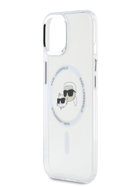 Karl Lagerfeld Karl Lagerfeld IML K&CH Heads Metallrahmen MagSafe Back Cover für iPhone 15 Transparent
