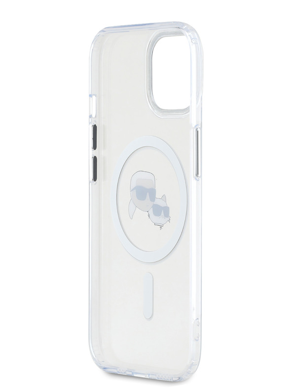 Karl Lagerfeld Karl Lagerfeld IML K&CH Heads Metallrahmen MagSafe Back Cover für iPhone 15 Transparent