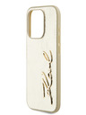 Karl Lagerfeld Faltenreiche PU Signature Logo Rückseite für iPhone 15 Pro Gold Karl Lagerfeld