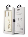 Karl Lagerfeld Faltenreiche PU Signature Logo Rückseite für iPhone 15 Pro Gold Karl Lagerfeld