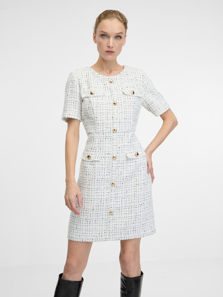Orsay Cremefarbenes knielanges Damenkleid ORSAY