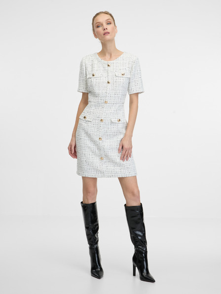 Orsay Cremefarbenes knielanges Damenkleid ORSAY