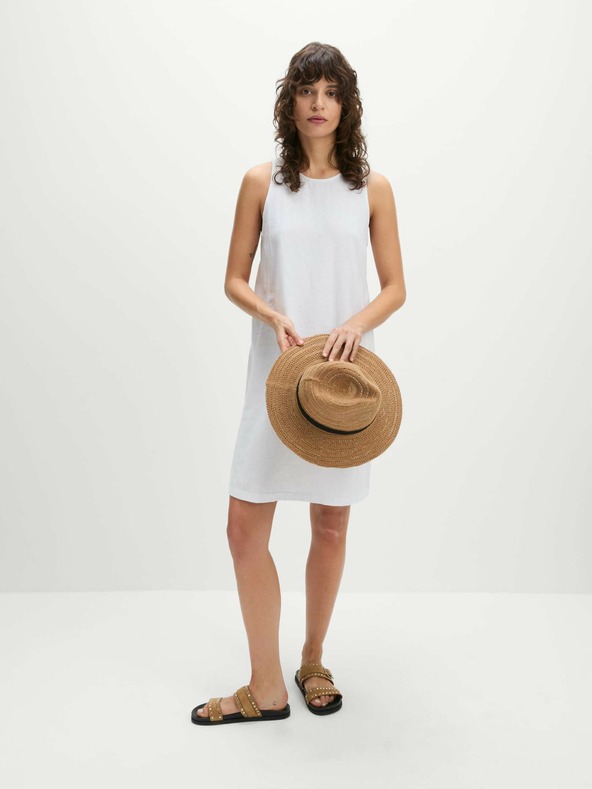 Marks & Spencer Fließendes Minikleid mit Rundhalsausschnitt und hohem Leinenanteil Marks & Spencer weiß