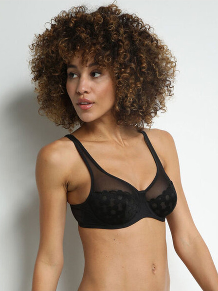 DIM Schwarzer Damen-Spitzen-BH Dim GENEROUS BRODERIE UNDERWIRE BRA