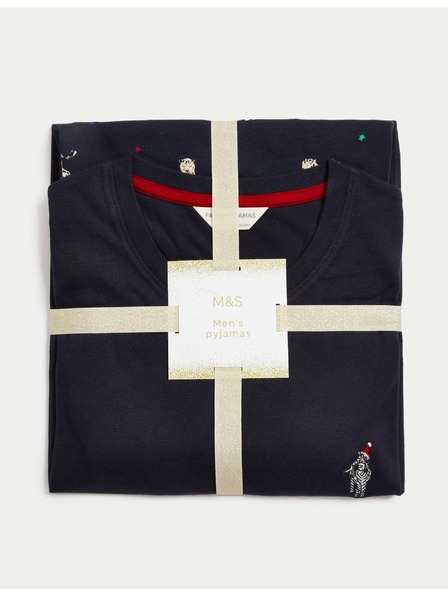 Marks & Spencer Pyjama-Set aus reiner Baumwolle mit Zebramotiv Marks & Spencer navy blue