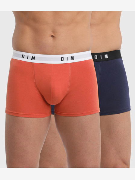 DIM Zweier-Set Herren-Boxershorts in Orange und Dunkelblau Dim BOXER ORIGINAL 2x