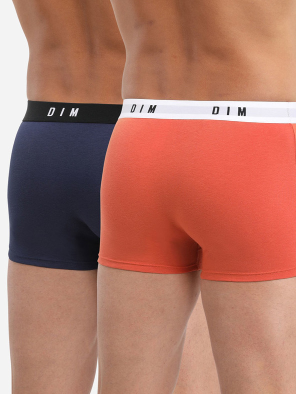 DIM Zweier-Set Herren-Boxershorts in Orange und Dunkelblau Dim BOXER ORIGINAL 2x