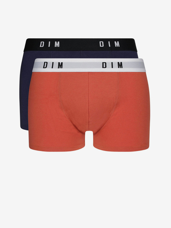 DIM Zweier-Set Herren-Boxershorts in Orange und Dunkelblau Dim BOXER ORIGINAL 2x