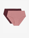 DIM Zweier-Set DIM Body Touch Highwaist-Slip für Damen in Burgunderrot und Rosa