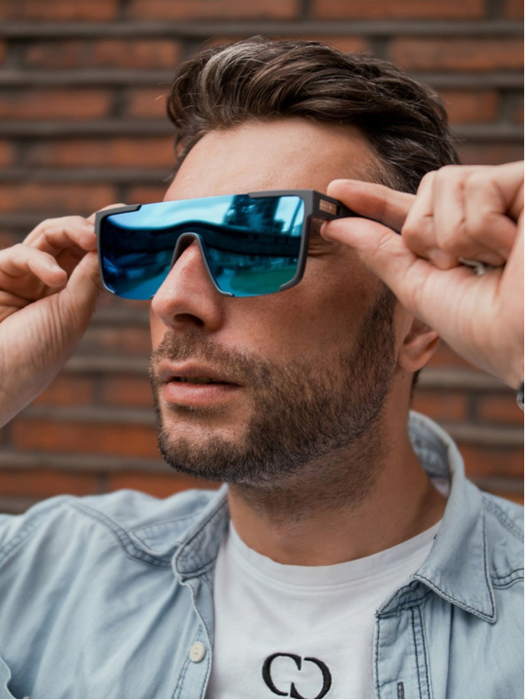 VEYREY VeyRey Sonnenbrille Tupirit Polarisierte Sonnenbrille Halbrahmen Hellblau Gläser Universal