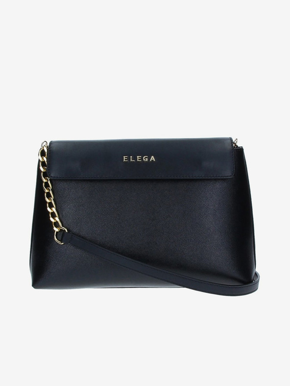 Elega Schwarze Damen Leder Crossbody Handtasche ELEGA Ann