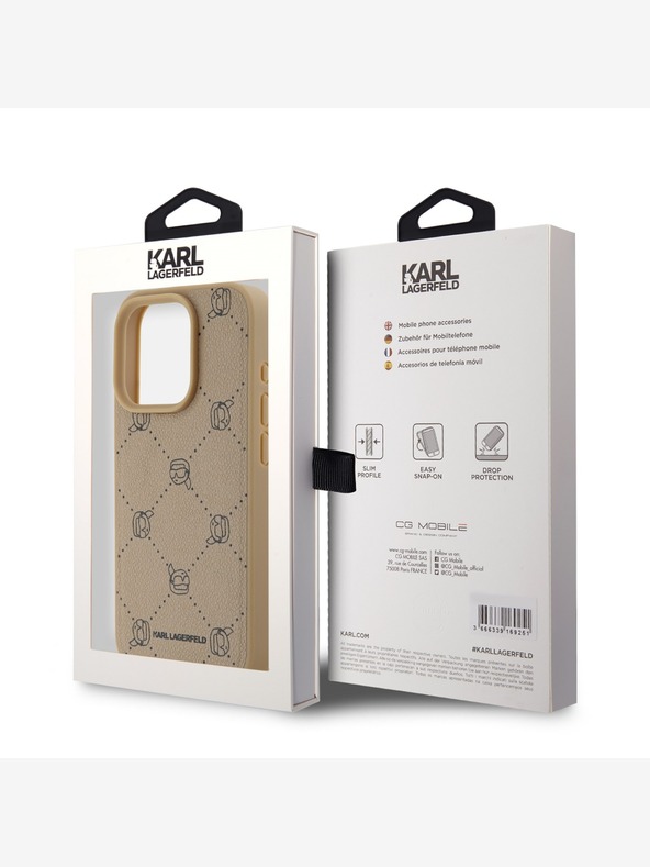 Karl Lagerfeld PU Karl Heads Pattern Magsafe Back Cover für iPhone 15 Pro Beige Karl Lagerfeld