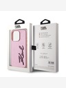 Karl Lagerfeld Runzelige PU-Signature-Logo-Hülle für iPhone 15 Pro Max Rosa Karl Lagerfeld