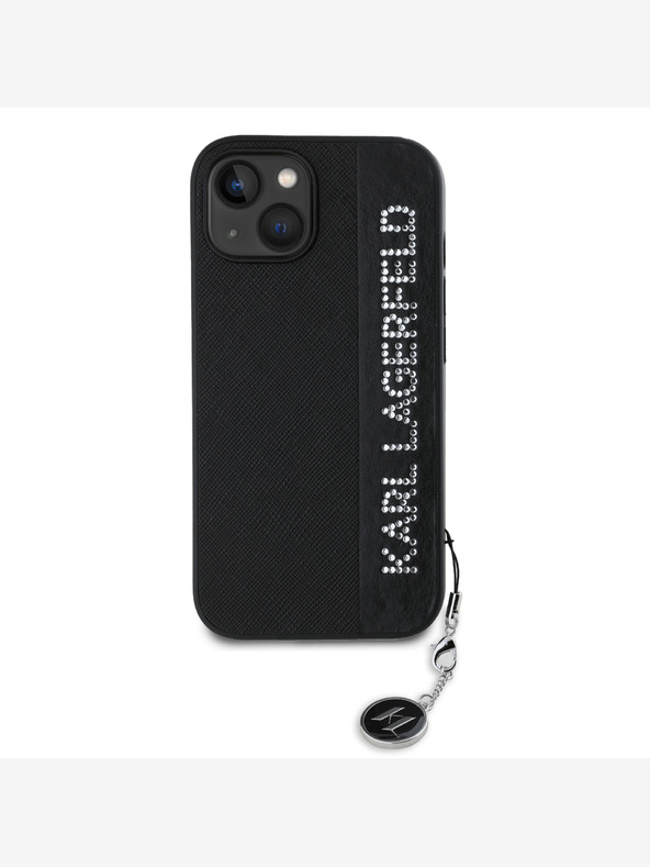 Karl Lagerfeld Karl Lagerfeld PU Saffiano Strass Charm Back Cover für iPhone 15 Schwarz