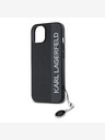 Karl Lagerfeld Karl Lagerfeld PU Saffiano Strass Charm Back Cover für iPhone 15 Schwarz