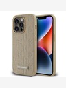 Karl Lagerfeld PU Leder Monogramm Metall Logo Magsafe Back Cover für iPhone 15 Pro Max Beige Karl Lagerfeld