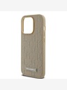 Karl Lagerfeld PU Leder Monogramm Metall Logo Magsafe Back Cover für iPhone 15 Pro Max Beige Karl Lagerfeld