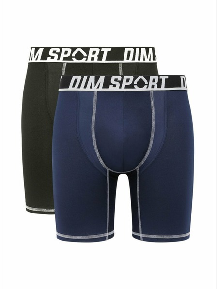 DIM Zweier-Set Herren-Sport-Boxershorts in schwarz und dunkelblau DIM SPORT LONG BOXER 2x