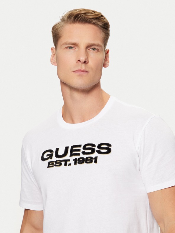 Guess Jeans Herren weißes T-Shirt mit G011 Aufdruck Guess jeans
