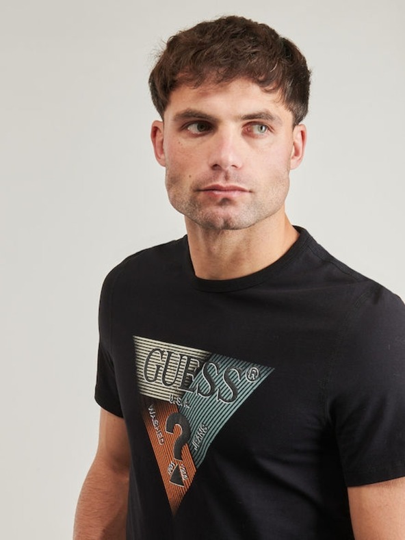 Guess Jeans Herren Schwarzes T-Shirt Triangle Graphic von Guess Jeans