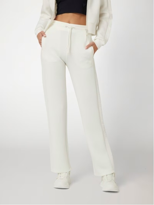 Guess Jeans Damen Weiße Jogginghose mit Seitenlogo Guess Jeans