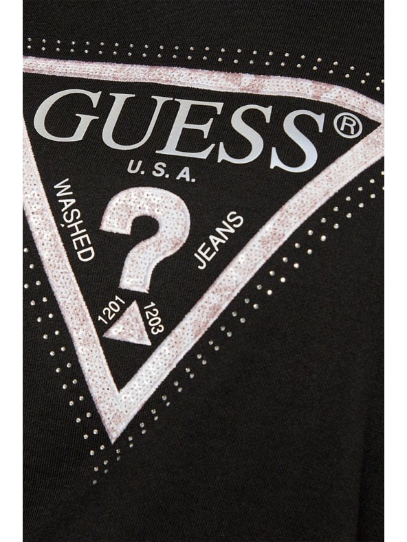Guess Jeans Damen Schwarze Sweatjacke Python Big Triangle Logo Guess Jeans