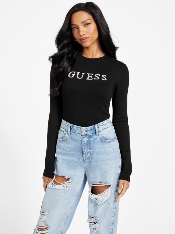 Guess Jeans Damen Pullover schwarz jblk Guess Jeans