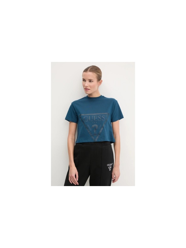 Guess Jeans Damen blaues Colette Crop T-Shirt Guess Jeans