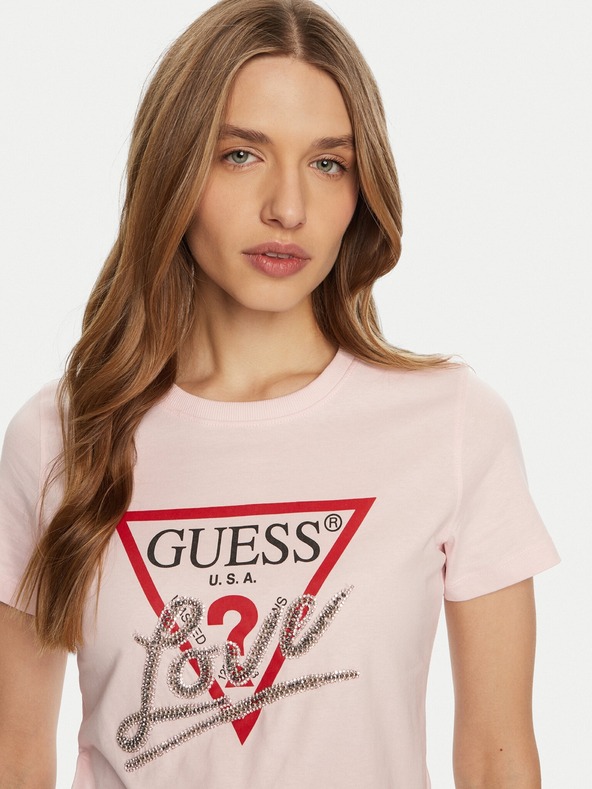 Guess Jeans Damen hellrosa T-Shirt Love Guess Jeans
