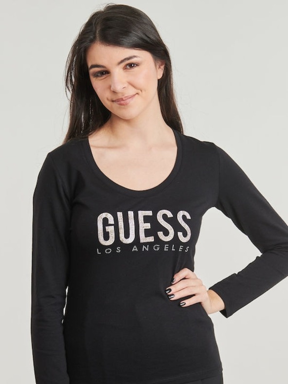Guess Jeans Damen Schwarzes T-Shirt Python von Guess Jeans