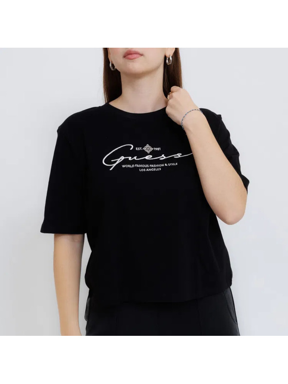 Guess Jeans Damen Schwarzes Signature T-Shirt von Guess Jeans